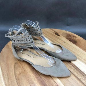 Lucky Brand Beige Leather D'Orsay Ankle Strap Sandals Womens Size 6 B